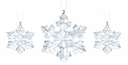 NIB $149 Swarovski Christmas SNOWFLAKES 2016 Ornaments Set of 3 #5222332